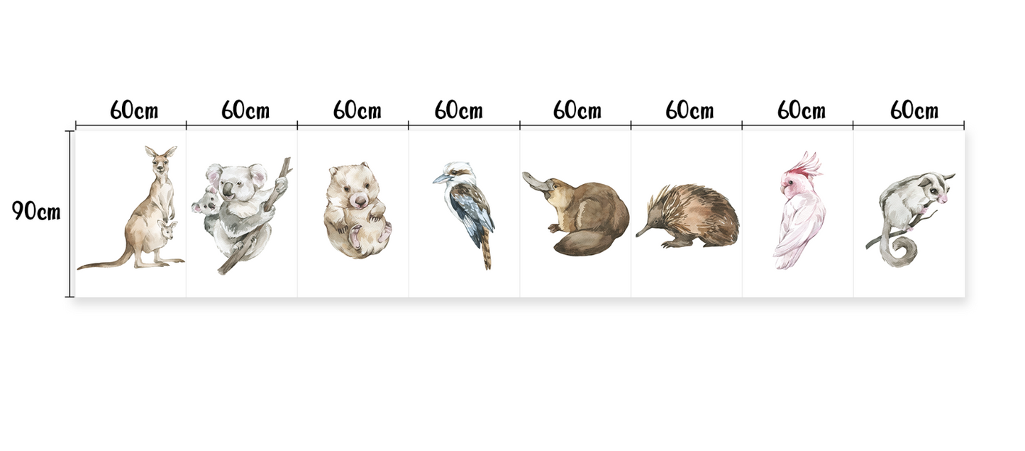 Australian Animals and Plants Kangaroo Koala Eucalyptus Removable Nursery Wall Decal - BR125