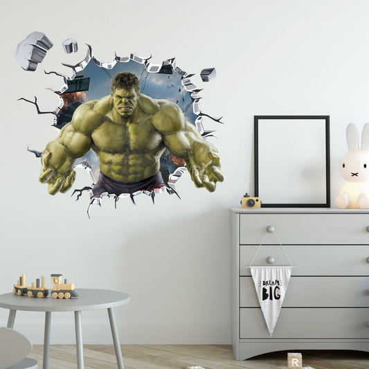 Avengers Hulk 3D Broken Wall Decal - BR016-BL