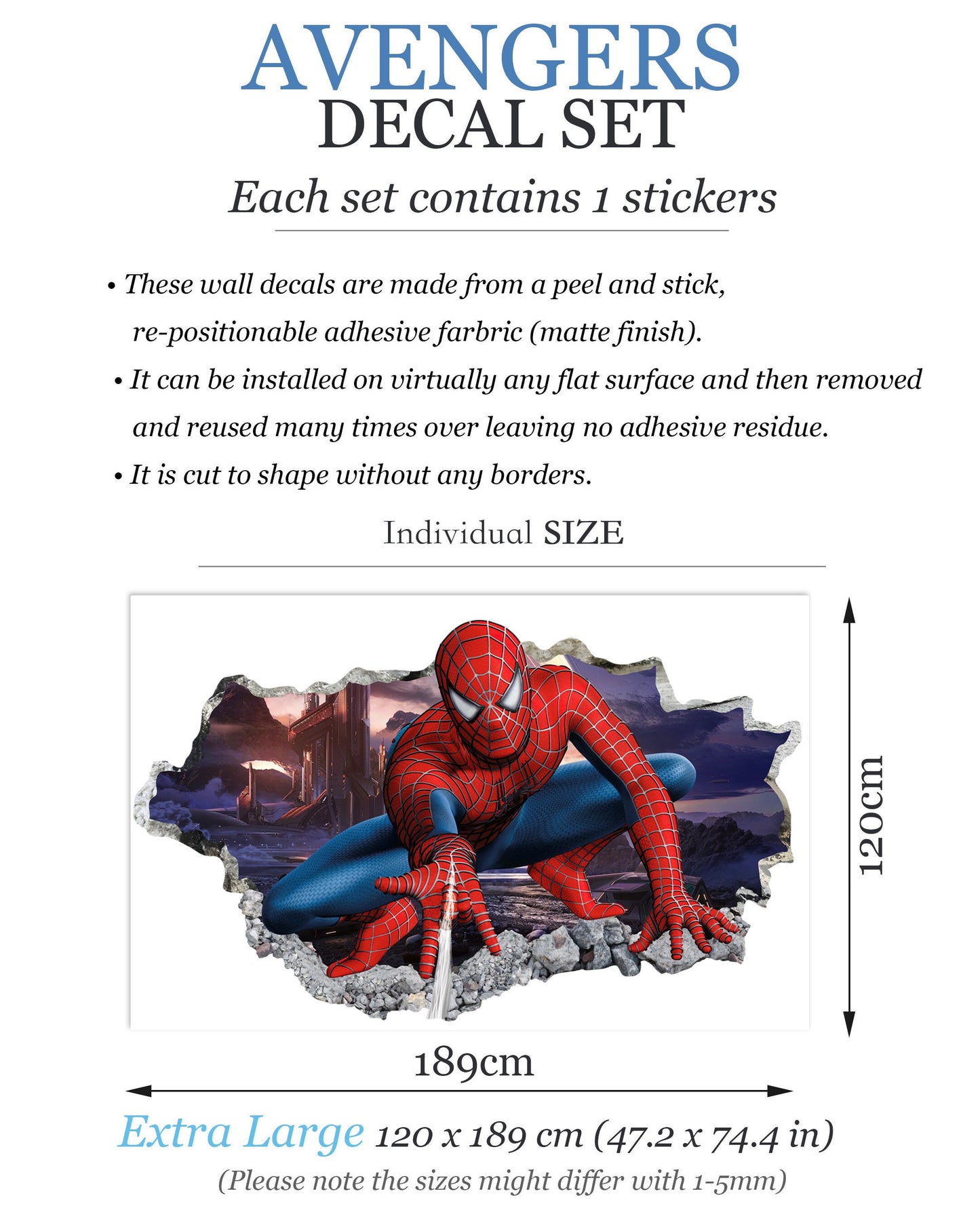 Spiderman Jump Out a Smashed Wall - Spider-man Wall Decal - BR221