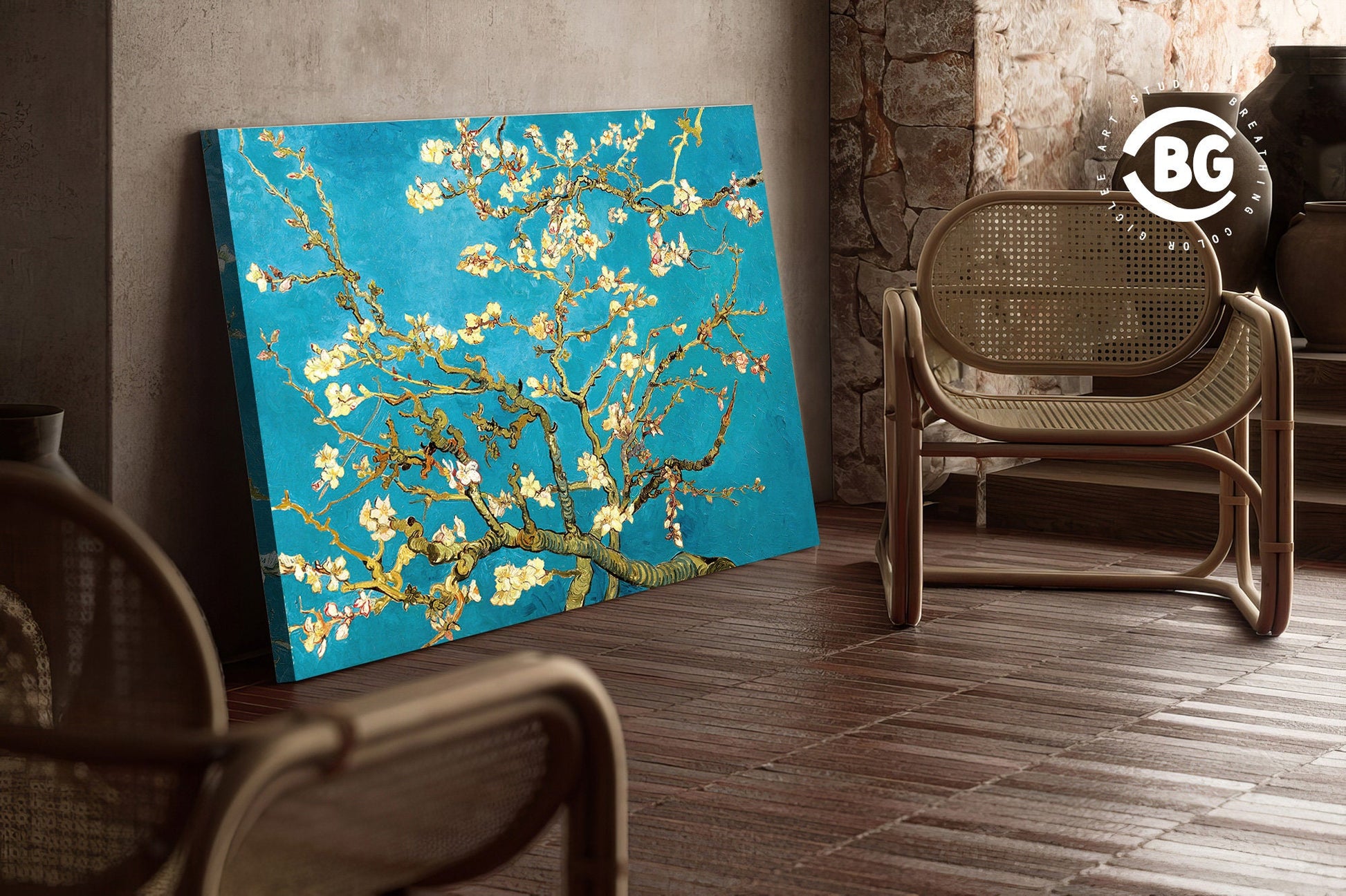 Vincent Van Gogh Almond Blossom Reproduction Canvas - Multi sizes and floating frames available - Fine Art Living Room Decor