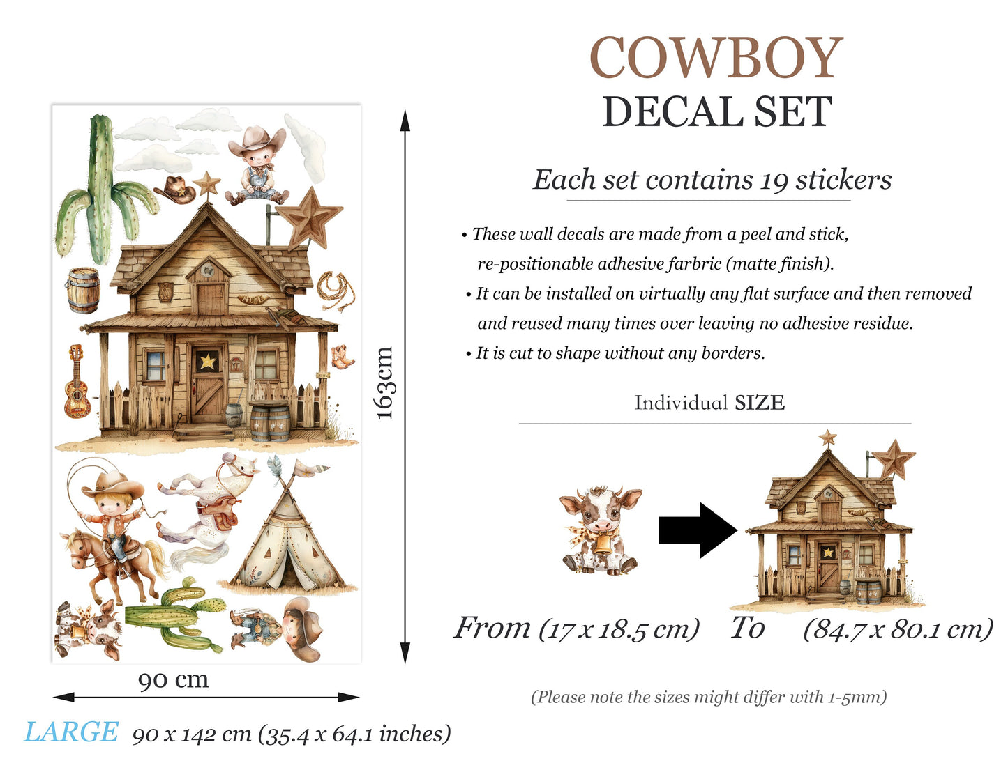 Western Cowboy Desert Farm Tent Cactus Horses Wall Decal Sticker - BR460