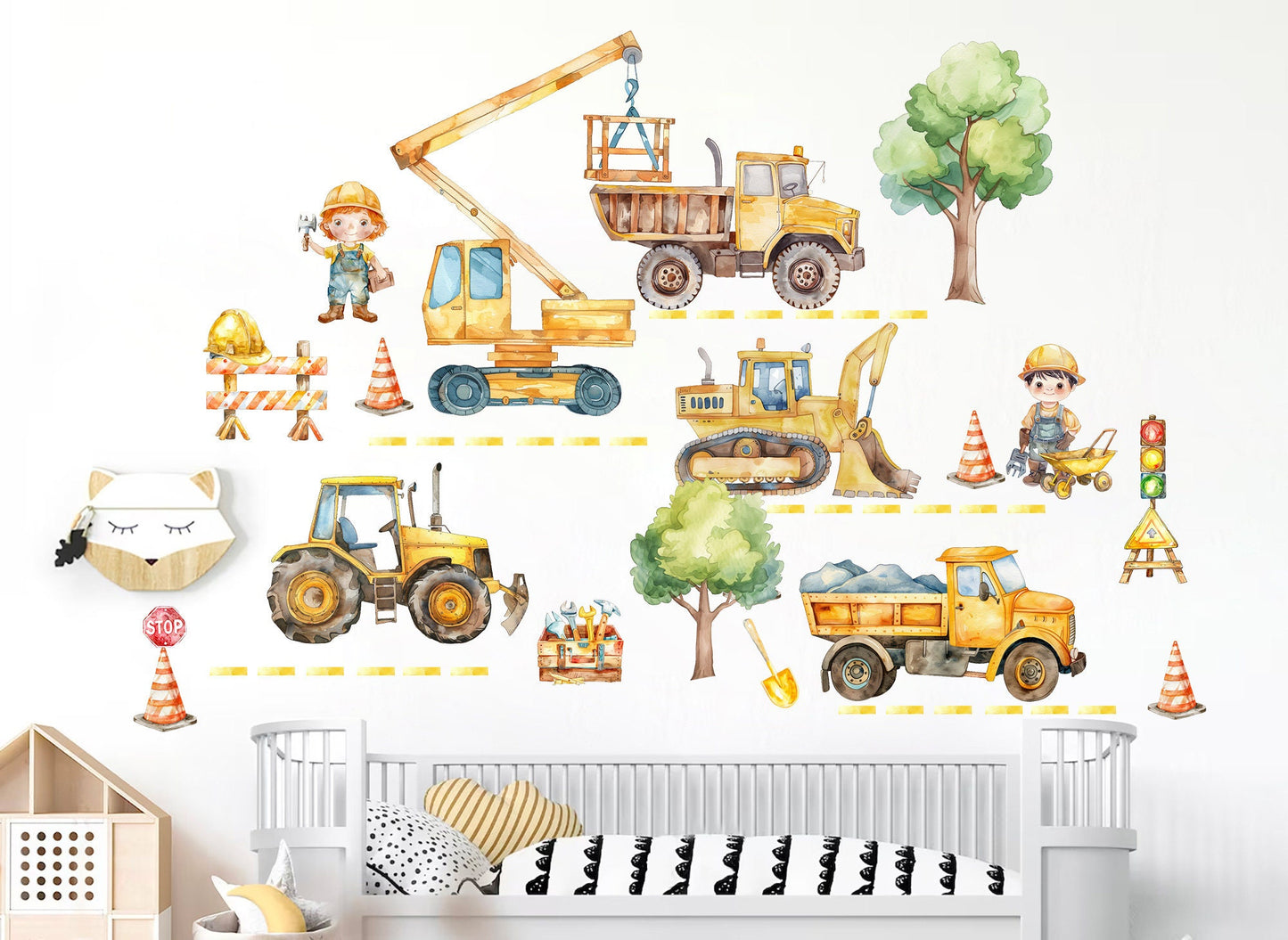 Construction Vehicles Road Decal Stickers for Kids - Removable Wall Decal - BR466