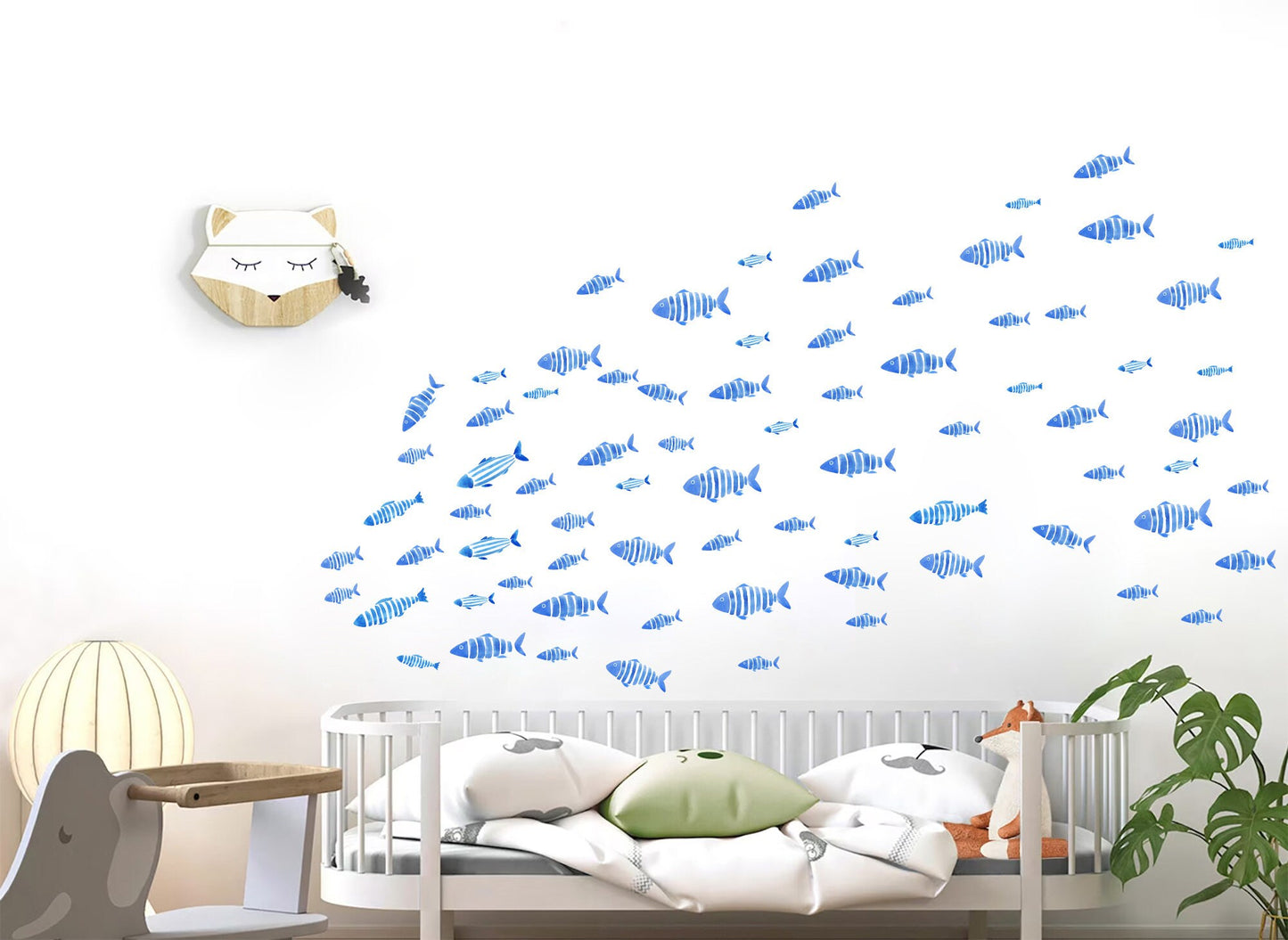 Watercolour School of Fish Kids Room Decal Wall Stickers - Peel & Stick, Removable - BR471