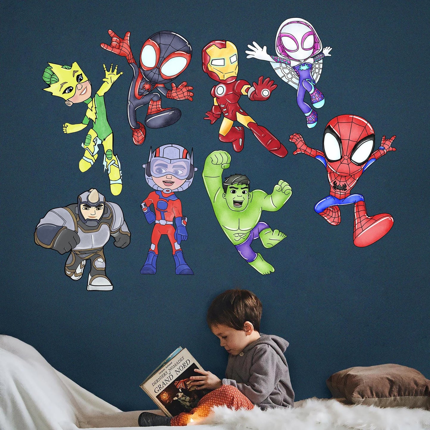 Spidey and his Amazing Friends Hulk Spiderman Thor Panther Wall Decal - Boys Room Decoration - BR491