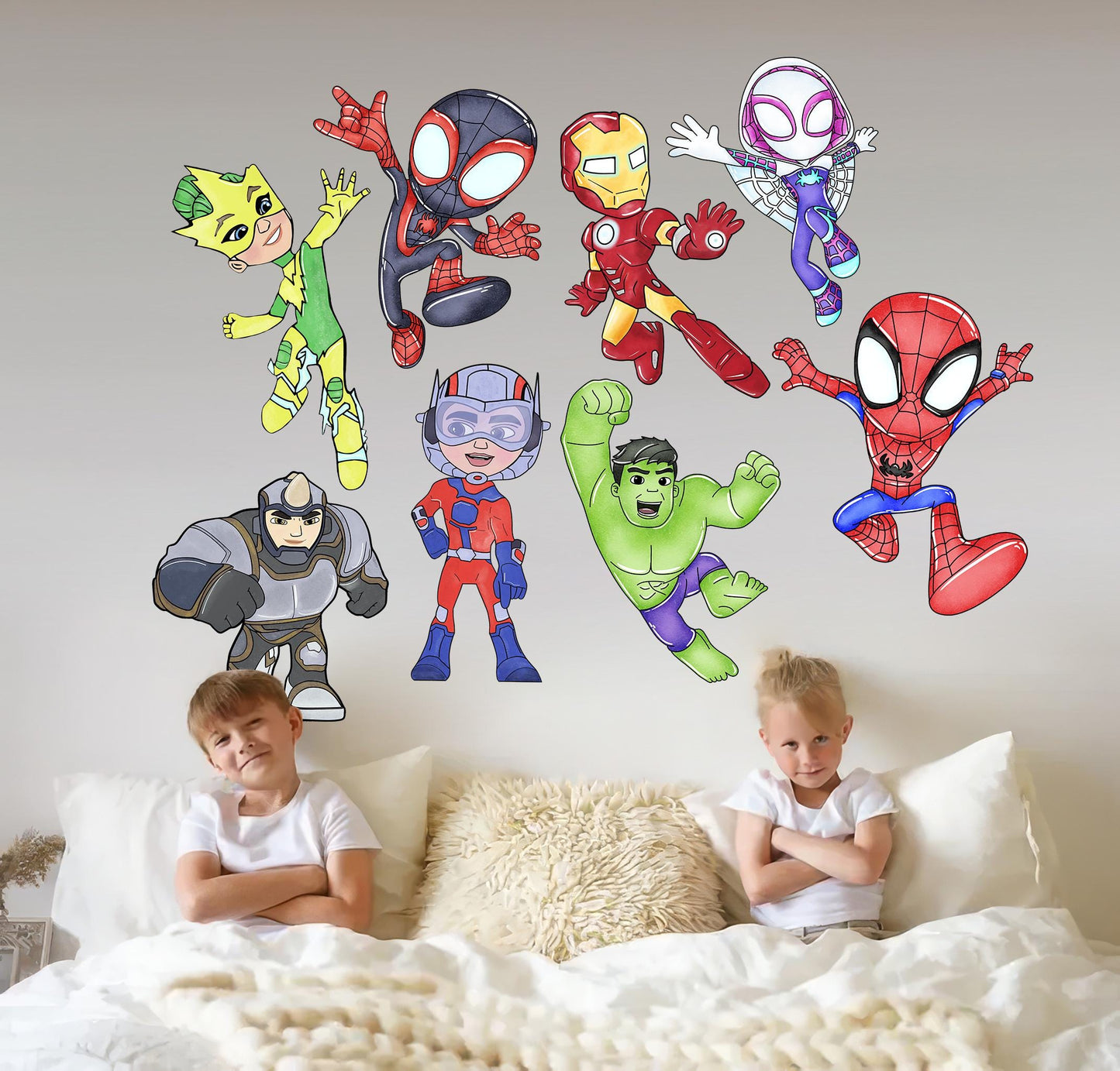 Spidey and his Amazing Friends Hulk Spiderman Thor Panther Wall Decal - Boys Room Decoration - BR491