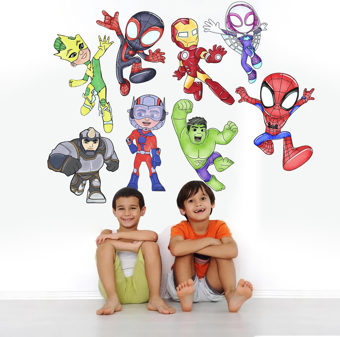 Spidey and his Amazing Friends Hulk Spiderman Thor Panther Wall Decal - Boys Room Decoration - BR491