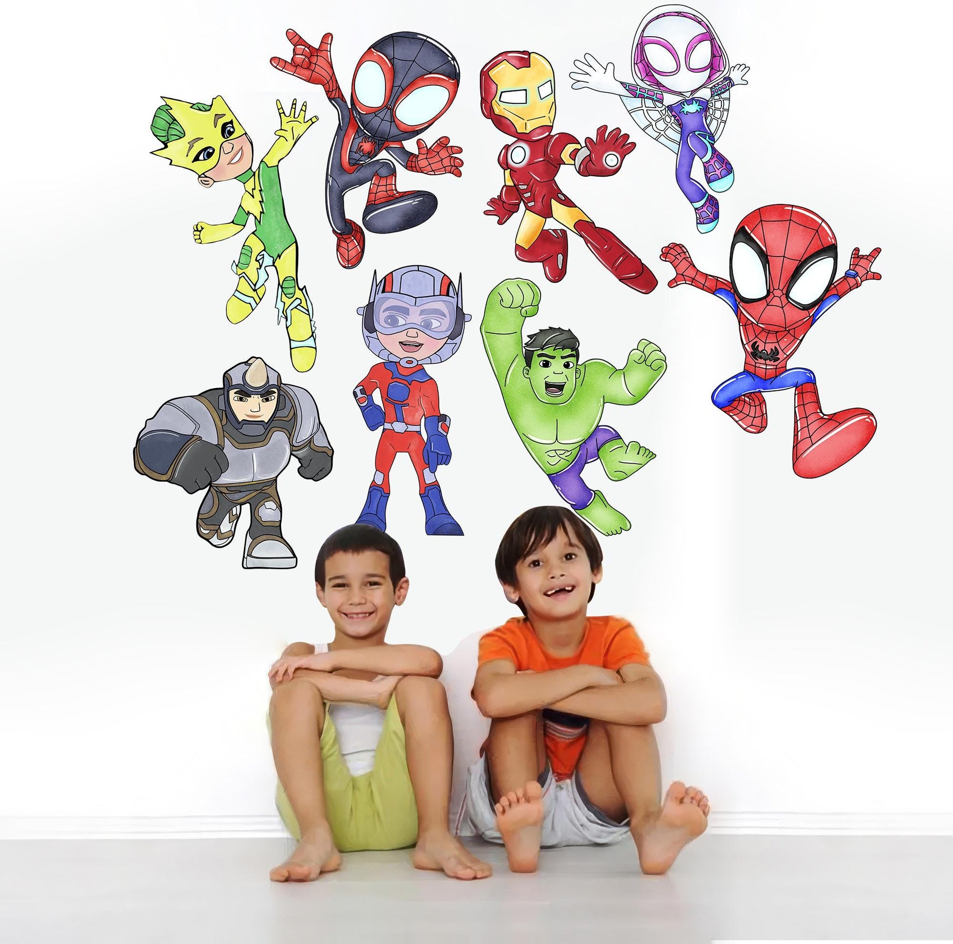 Spidey and his Amazing Friends Hulk Spiderman Thor Panther Wall Decal - Boys Room Decoration - BR491