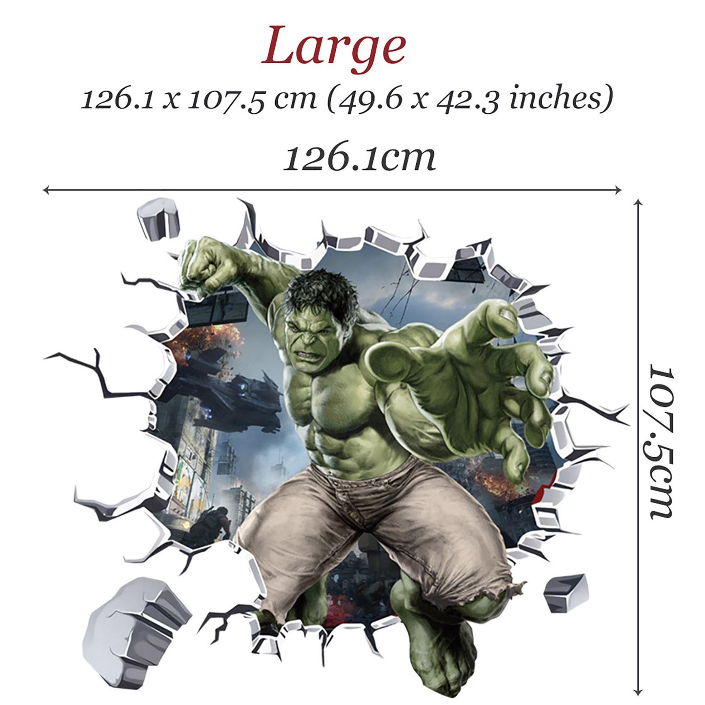 Avengers Hulk 3D Broken Wall Decal - BR016-AL