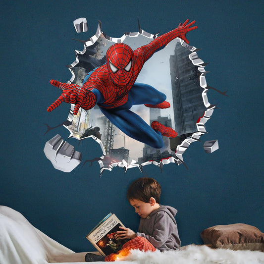 Avengers Spiderman 3D Broken Wall Decal - BR016-BL