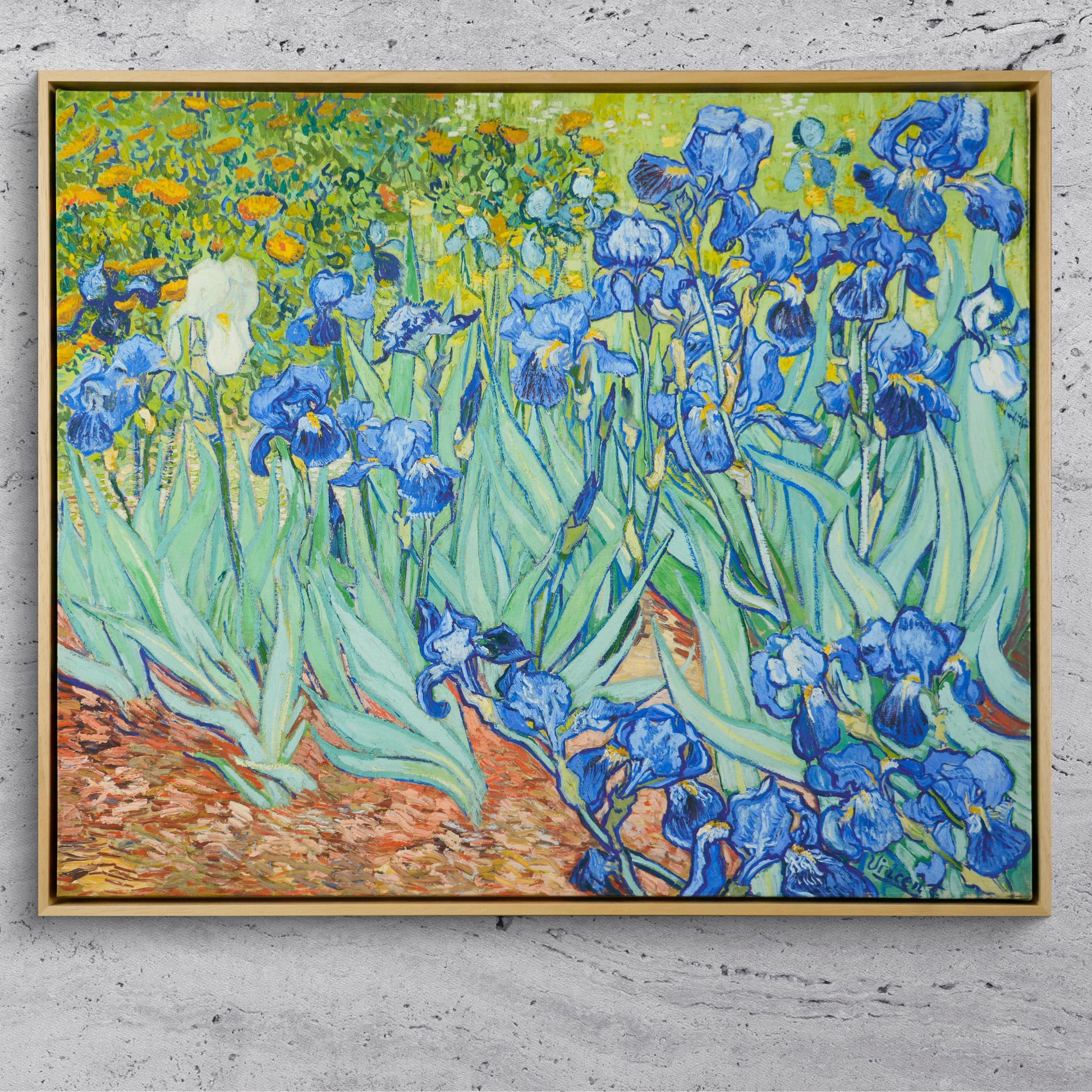 Vincent Van Gogh Irises Reproduction Framed Canvas - Multi sizes and floating frames available - Fine Art Living Room Decor