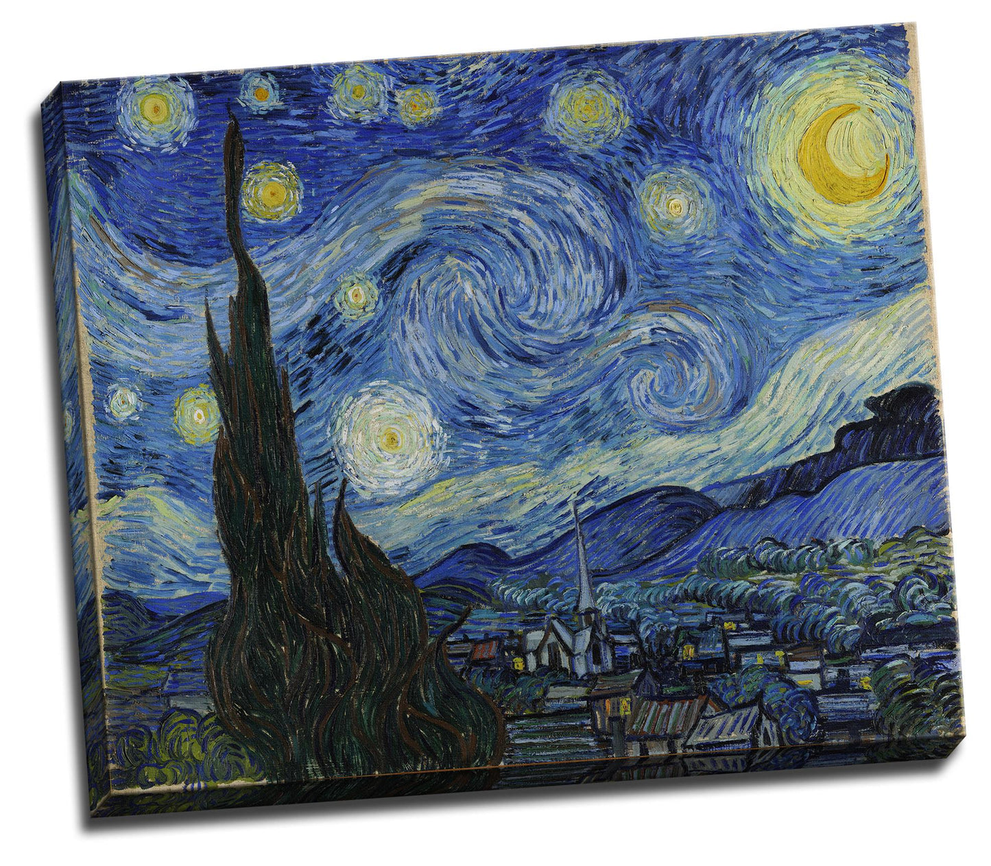 Vincent Van Gogh Starry Night Reproduction Framed Canvas - Multi sizes and floating frames available - Fine Art Living Room Decor