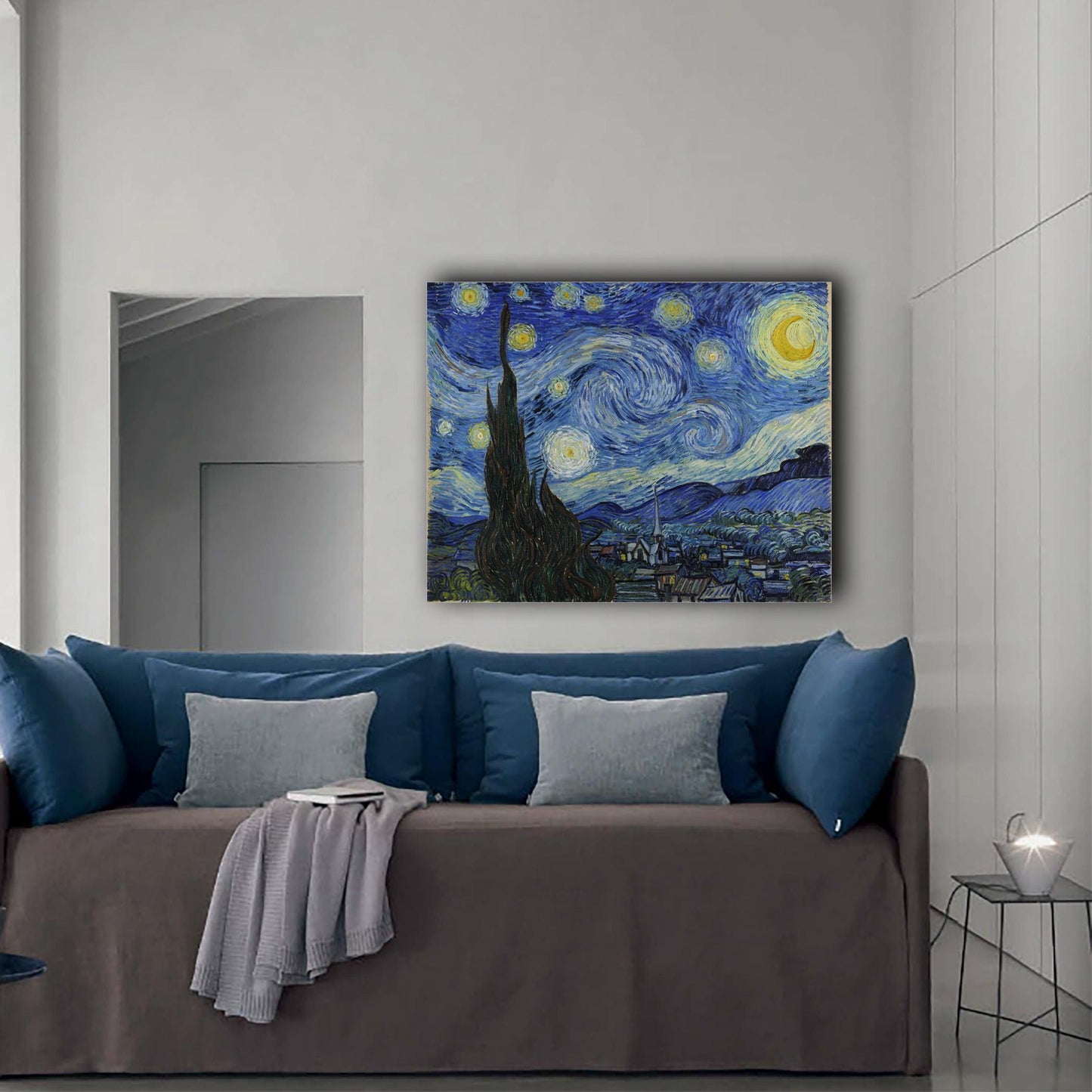 Vincent Van Gogh Starry Night Reproduction Framed Canvas - Multi sizes and floating frames available - Fine Art Living Room Decor