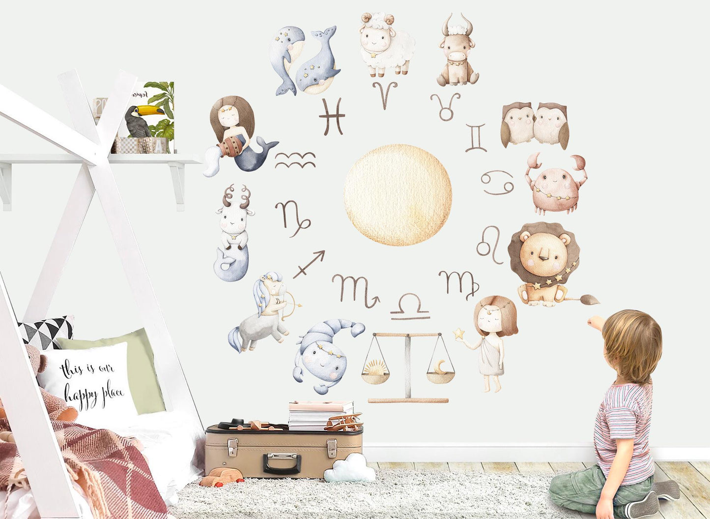 Adorable Zodiac Constellations: Starry Gemini, Libra, Virgo - Nursery Decor-BR507