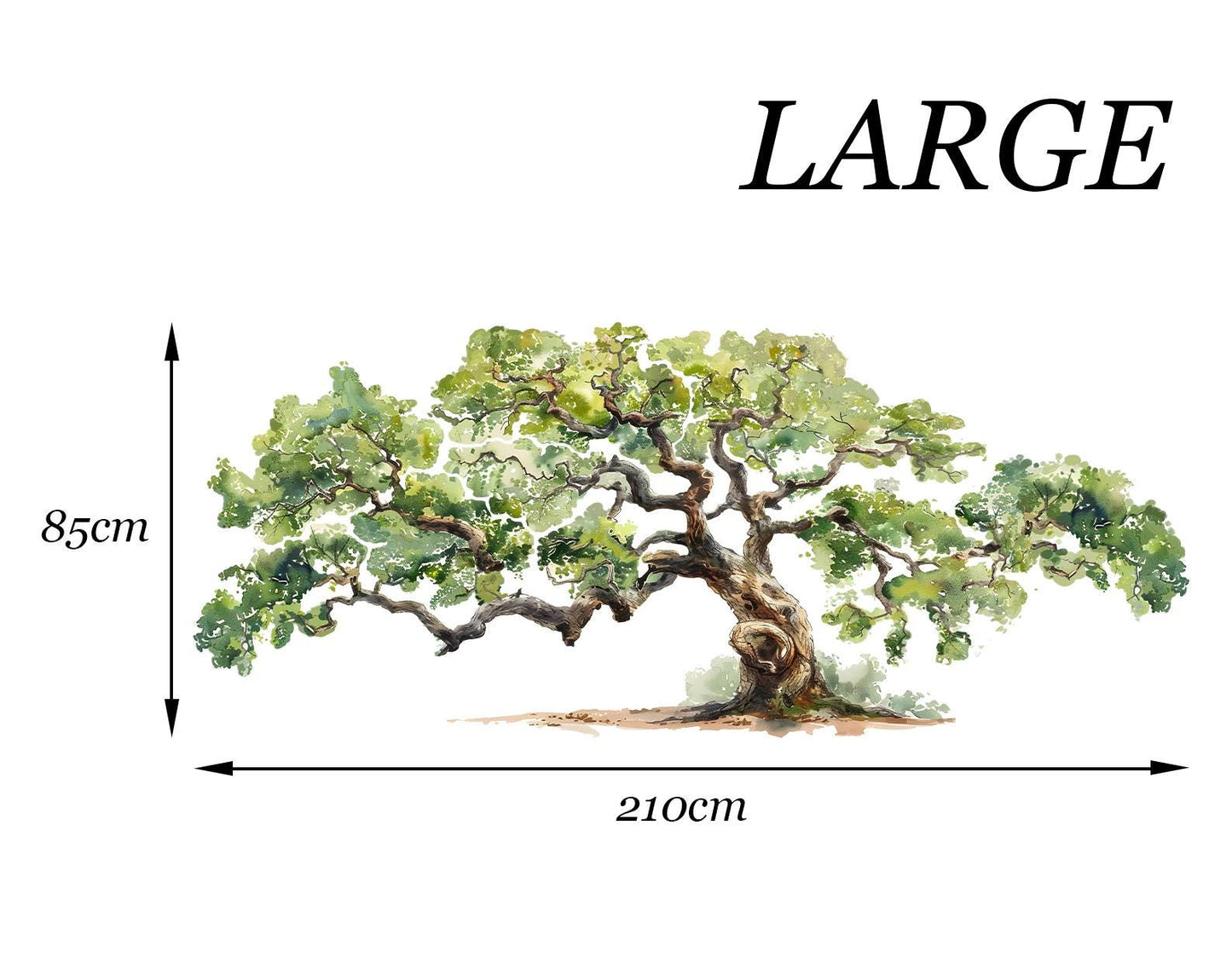 Watercolor Giant Tree Wall Decal – Large Ancestral Oak Tree Sticker - BR517