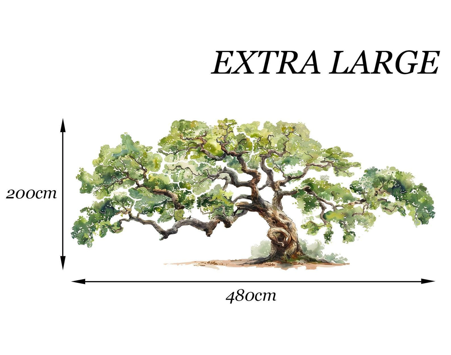 Watercolor Giant Tree Wall Decal – Large Ancestral Oak Tree Sticker - BR517