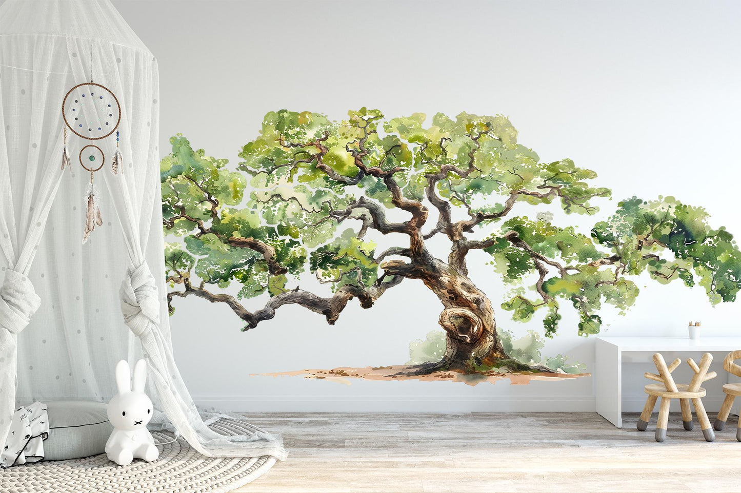 Watercolor Giant Tree Wall Decal – Large Ancestral Oak Tree Sticker - BR517