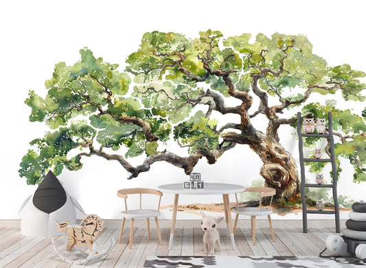 Watercolor Giant Tree Wall Decal – Large Ancestral Oak Tree Sticker - BR517