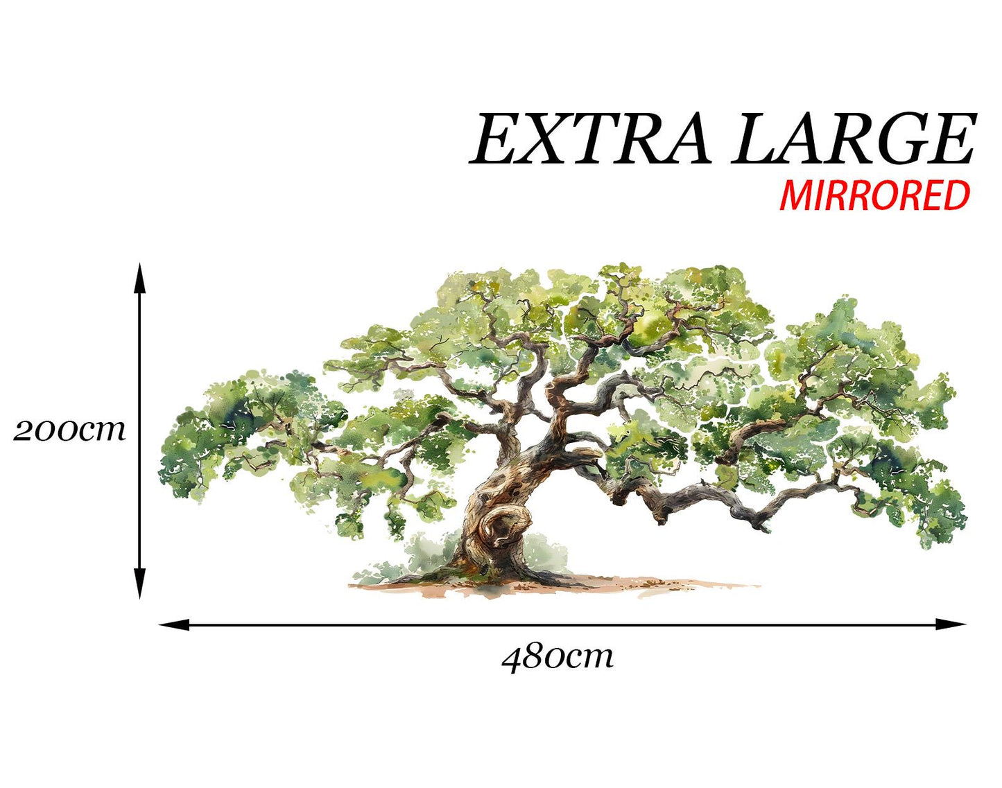 Watercolor Giant Tree Wall Decal – Large Ancestral Oak Tree Sticker - BR517