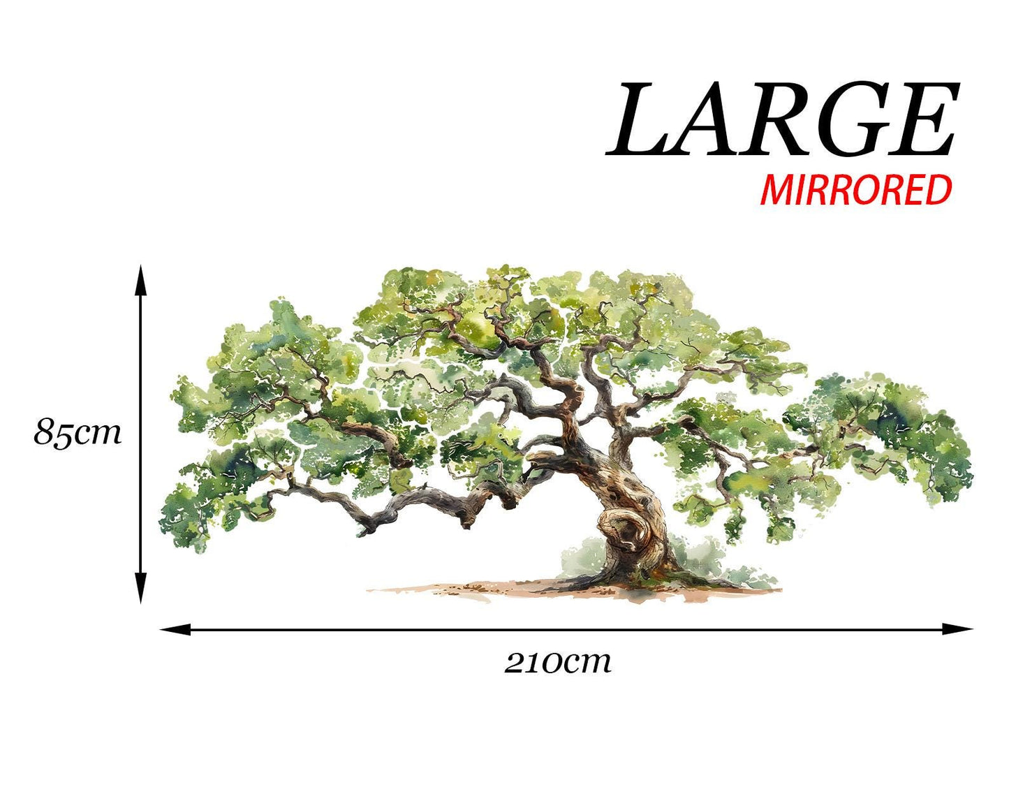 Watercolor Giant Tree Wall Decal – Large Ancestral Oak Tree Sticker - BR517