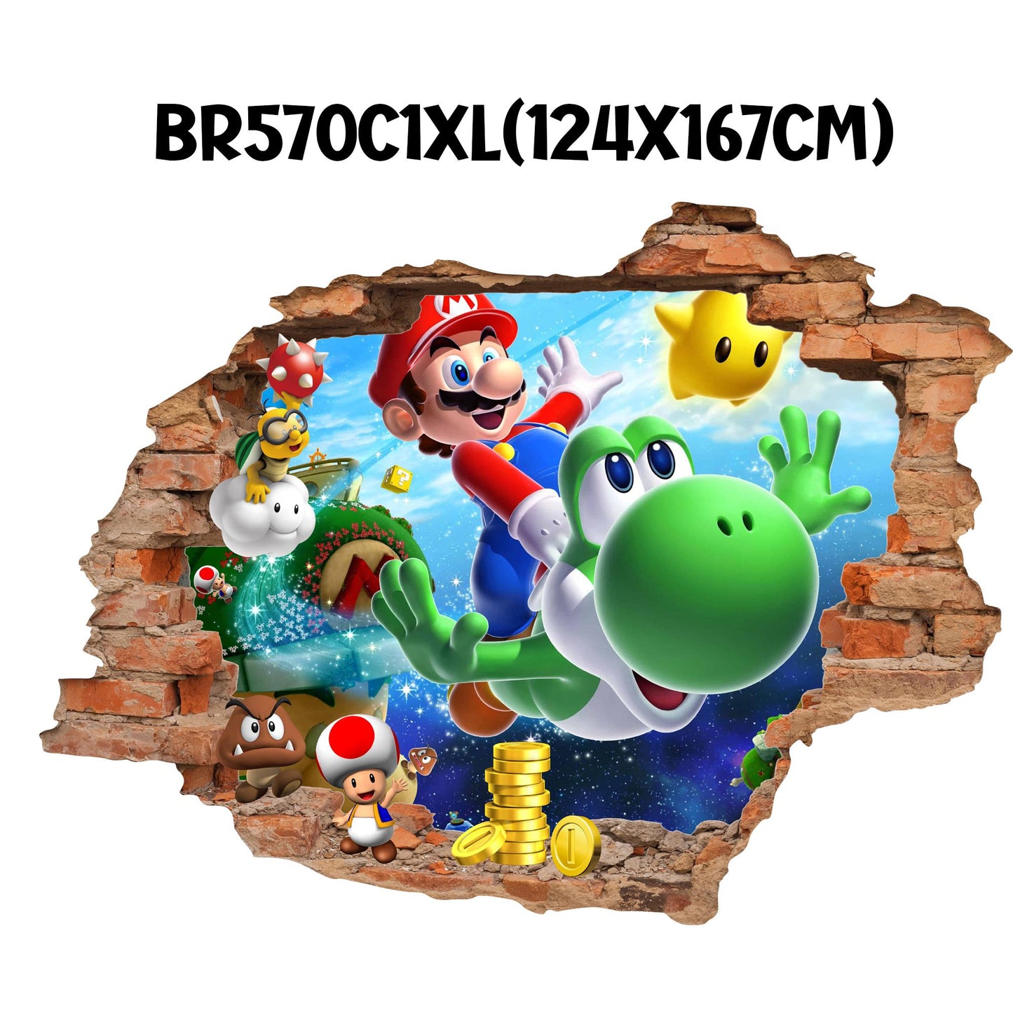 Super Mario Remove NurseryWall Decals – Princess Peach,Luigi,Toad,Yosh,Mario Nursery Decor