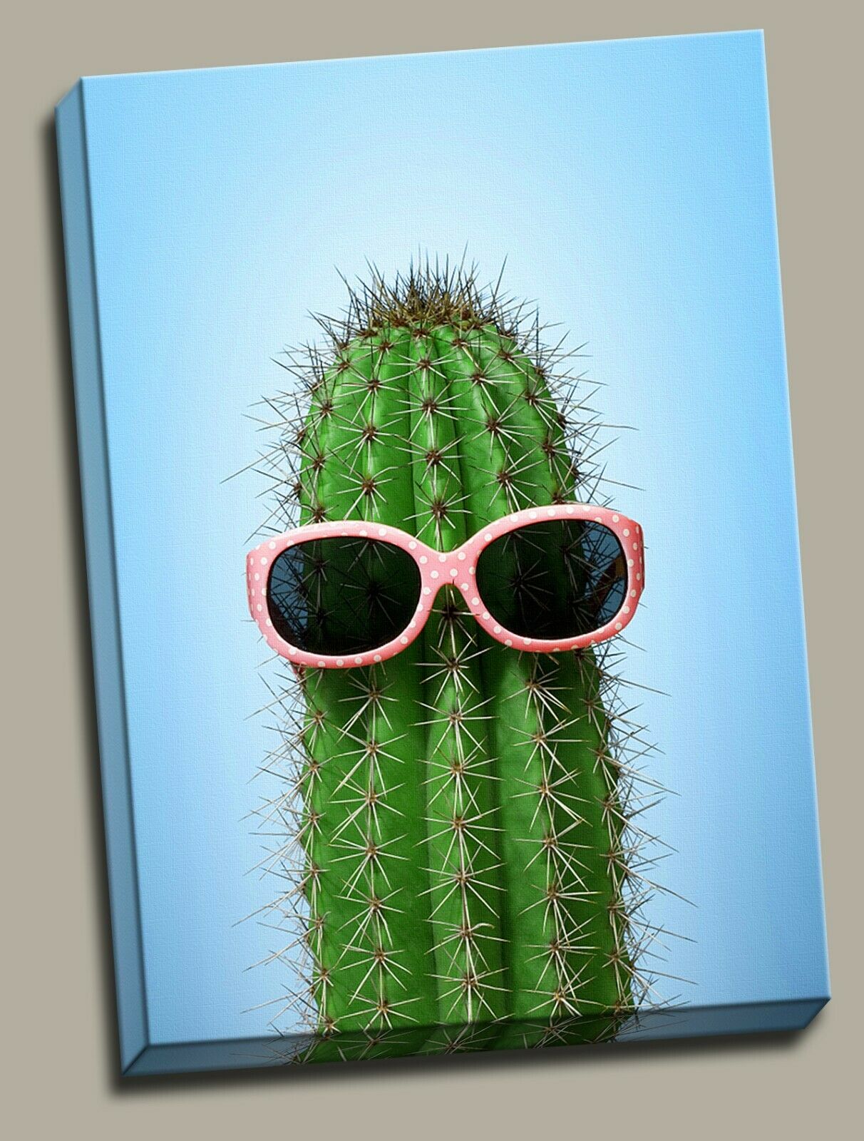 Cactus with Hat and Sunglasses Framed Canvas Modern wall art Home Decor Print