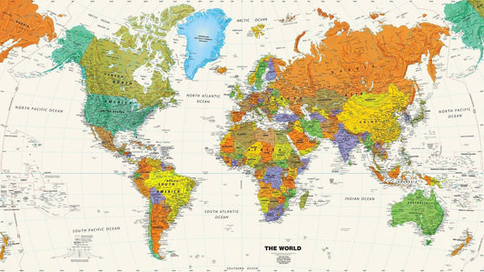 Vintage World Political Map Poster Matte Paper Canvas Detailed Waterproof Art