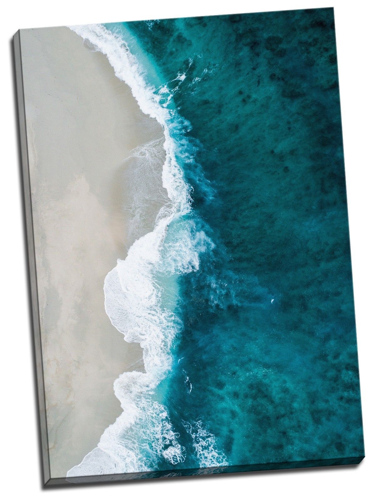 Framed Beach Wave Canvas Aerial View Ocean Print Wall Art Blue Wave White Beach