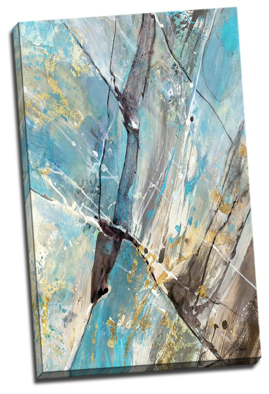 Abstract Graffiti Framed Canvas Aqua Wall Art Print Watercolor Wall Prints