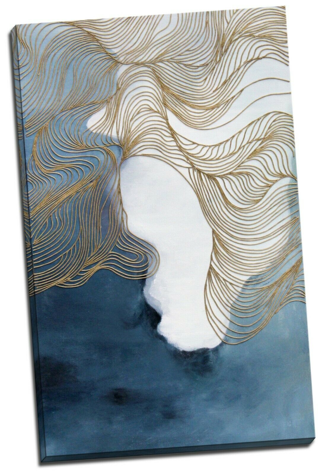 Abstract Blue Grey Gold Framed Canvas Prints Modern Wall Art Home Decor Print