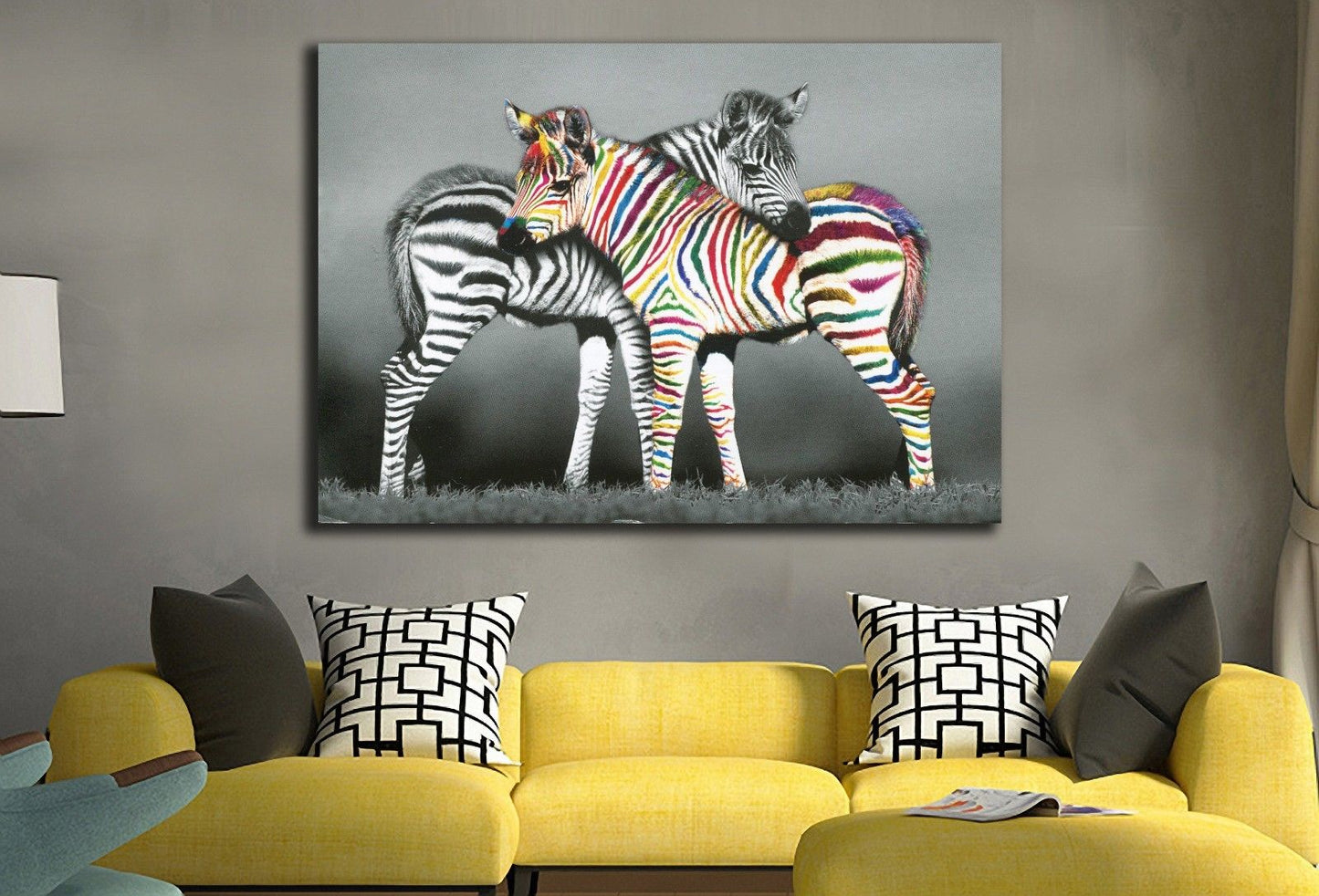 Zebra Stretched Canvas Prints Framed Hanging Wall Art Giclee Home Decor Painting