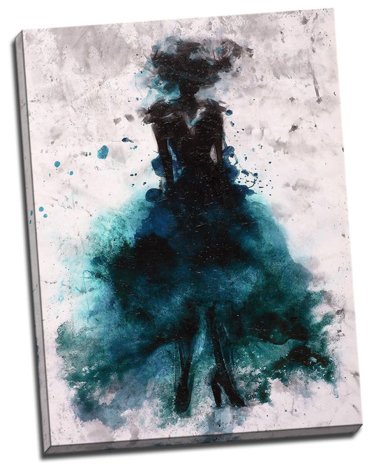 Watercolor Blue Purple Yellow Model Abstract Framed Canvas Modern Wall art