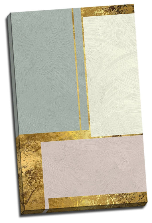 Abstract Line Block Gold Blue Pink Framed Canvas Prints Modern Wall Art Home