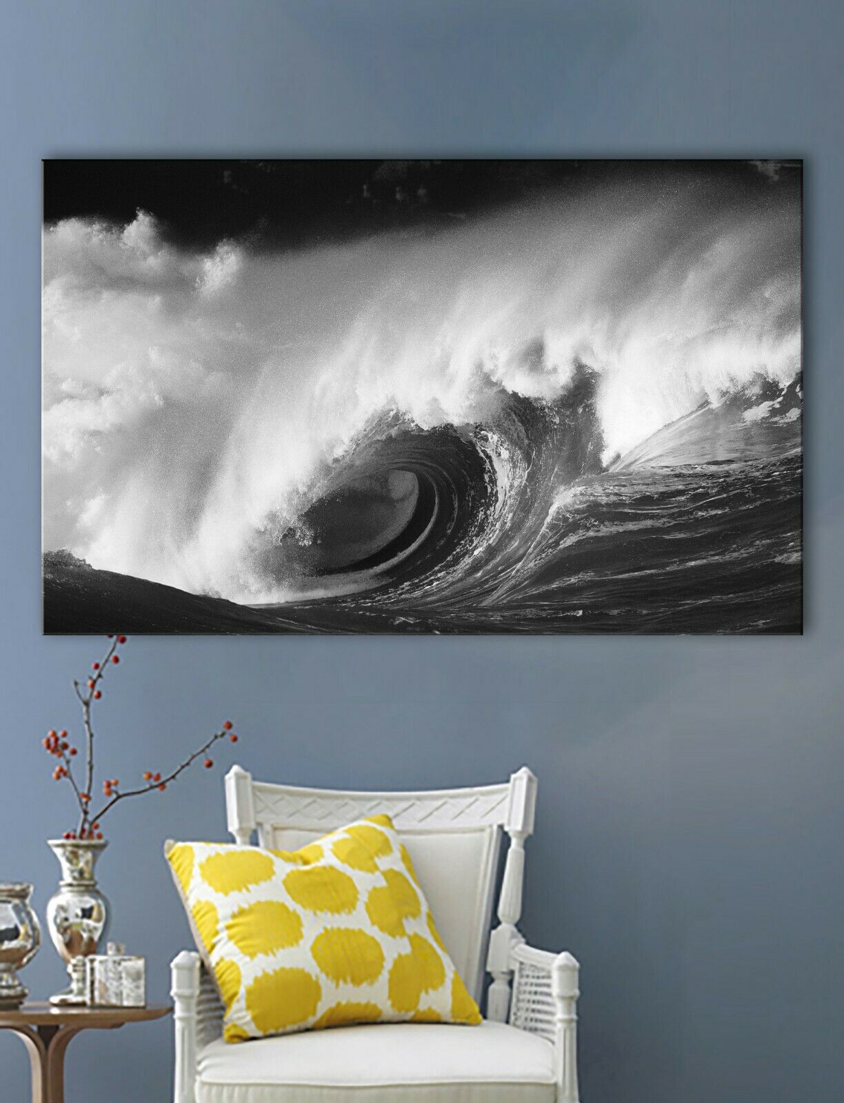 Black & White Sea Wave Framed Canvas Print Wall Art Ocean waves prints photo