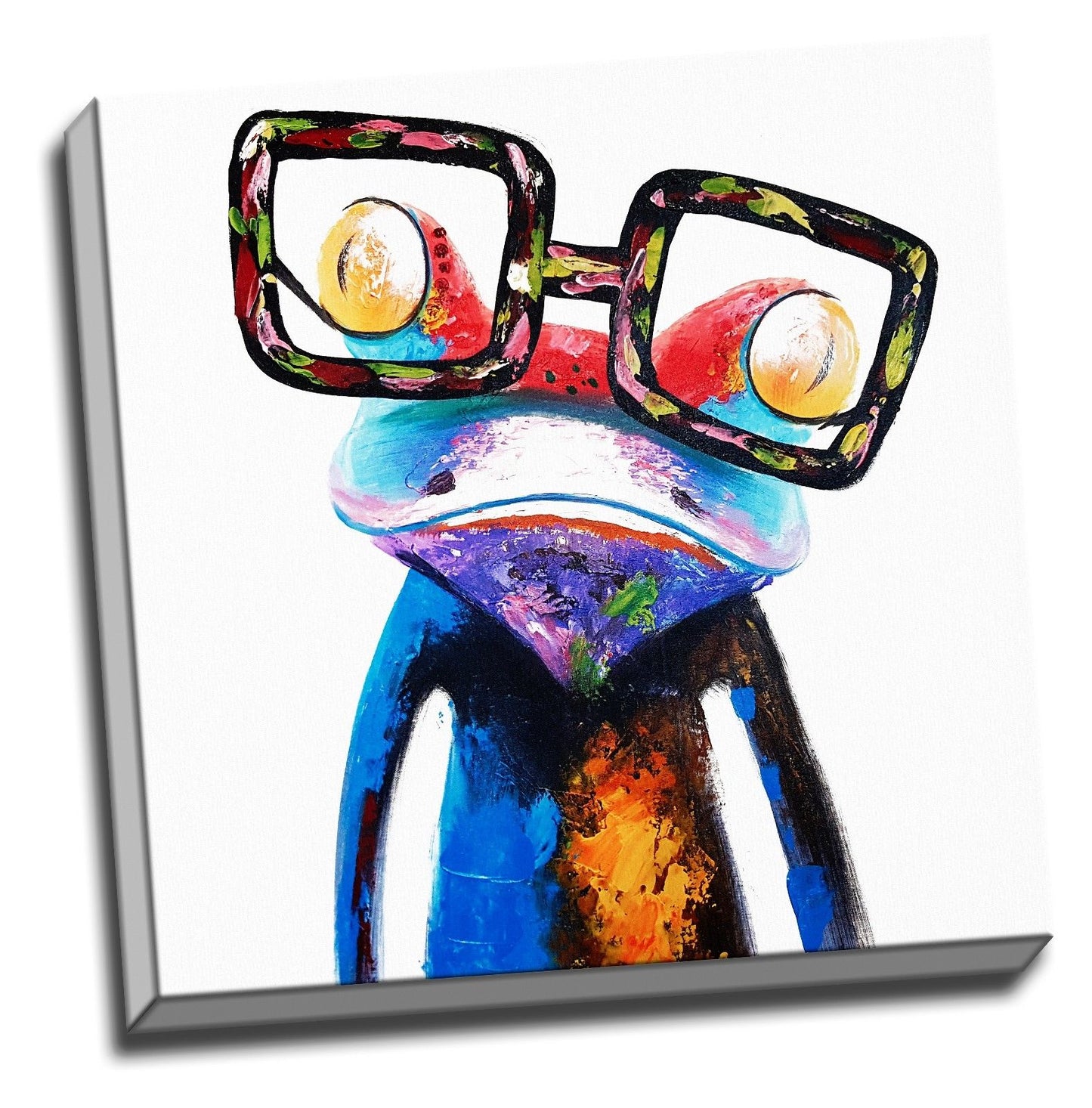 Framed Canvas Printing Modern Abstract Animals Frog with Glasses painting art