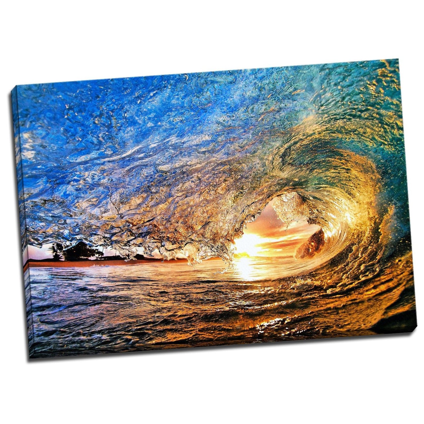 Stretched Canvas prints seascape print Sun Beach in wave ocean sunrise surfing