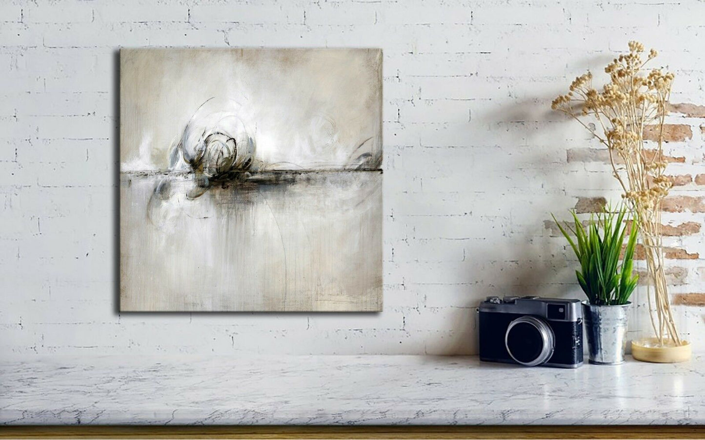 Black Abstract Ink Blot Canvas Art Print Framed Ready to Hang Art Wall Prints