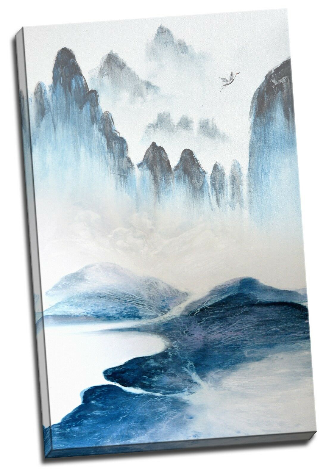 Mountain and Sea Abstract Framed Canvas Chinese Wall art Living room Print