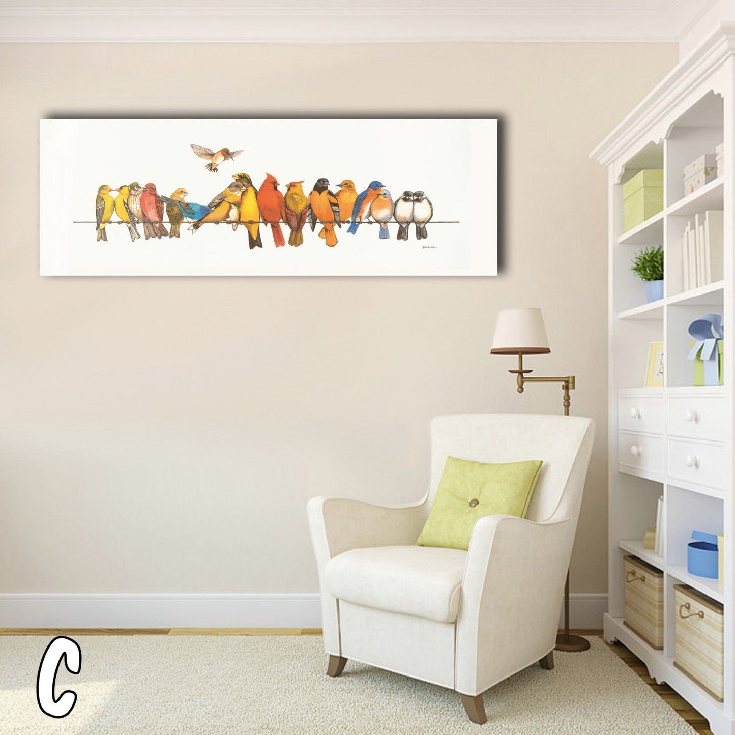 Colorful Birds Stretched Canvas Prints Wall Art Kids Home Decor Framed Painting