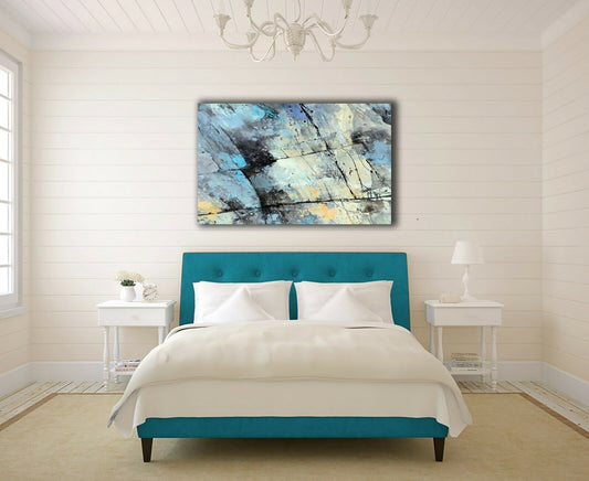 Abstract Graffiti Framed Canvas Aqua Wall Art Print Watercolor Wall Prints