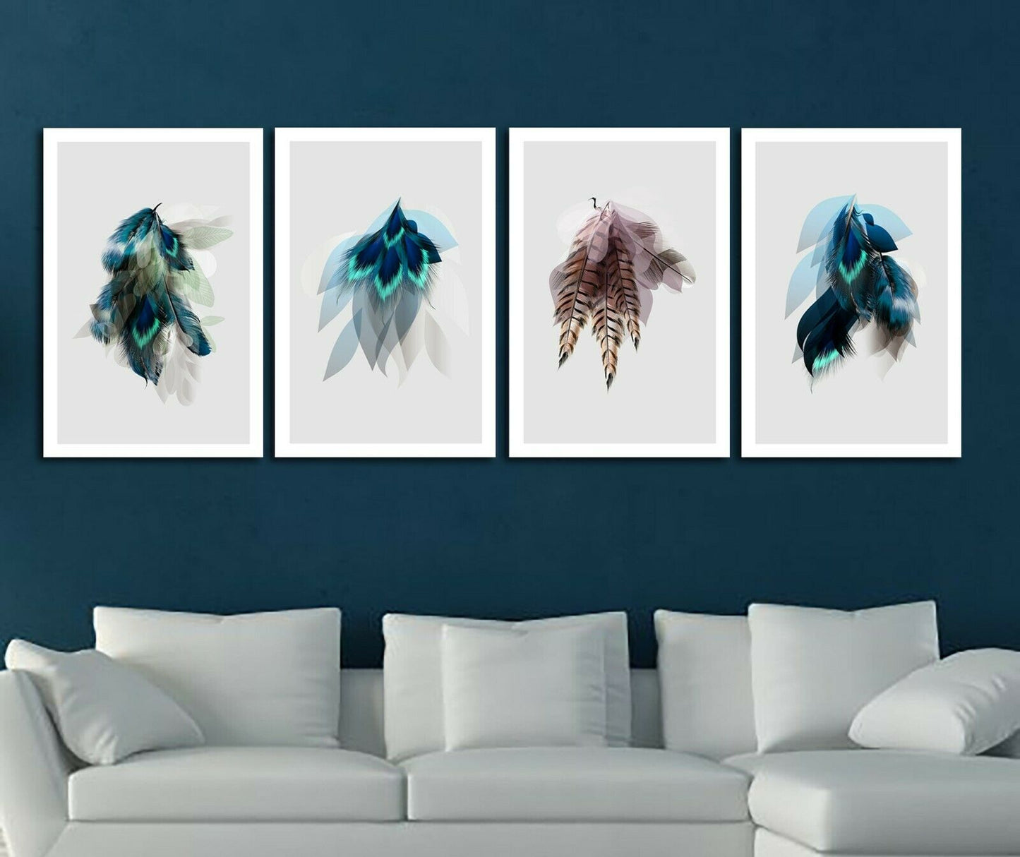 Bird Peacock Feather Colorful Framed Canvas Prints Modern Wall Art Home Decor