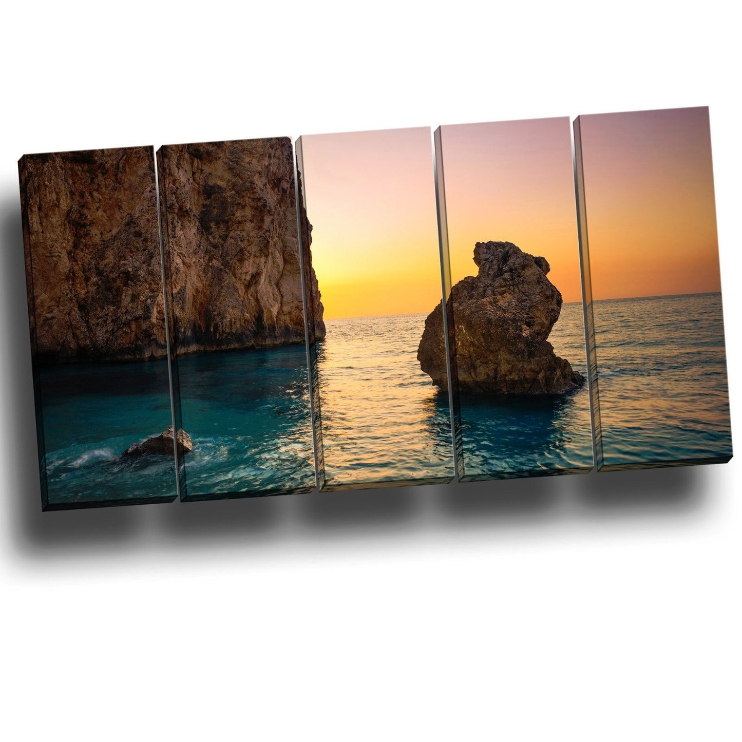 Framed canvas prints sea cliff Split canvas sunset ocean view rock large print