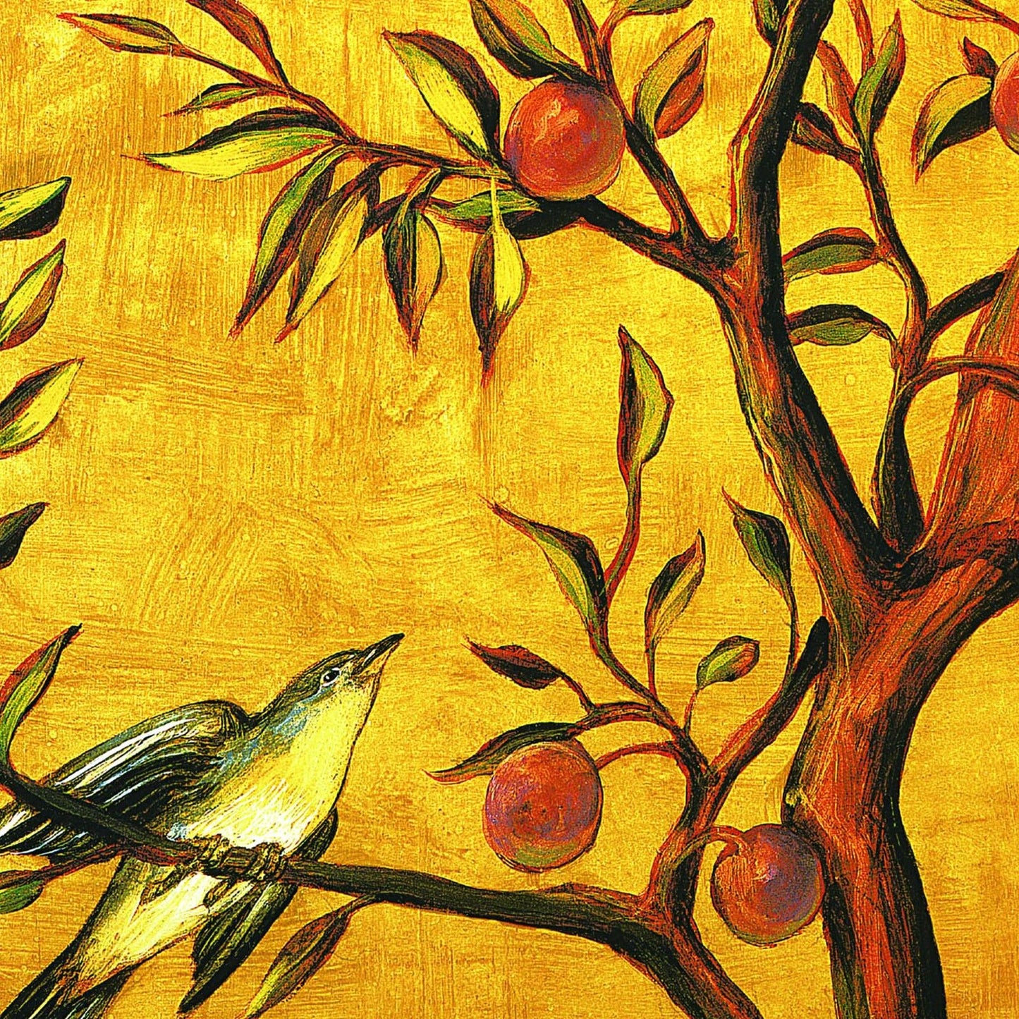 The Garden of Eden Gold Christmas bird tree birds decoration split large print