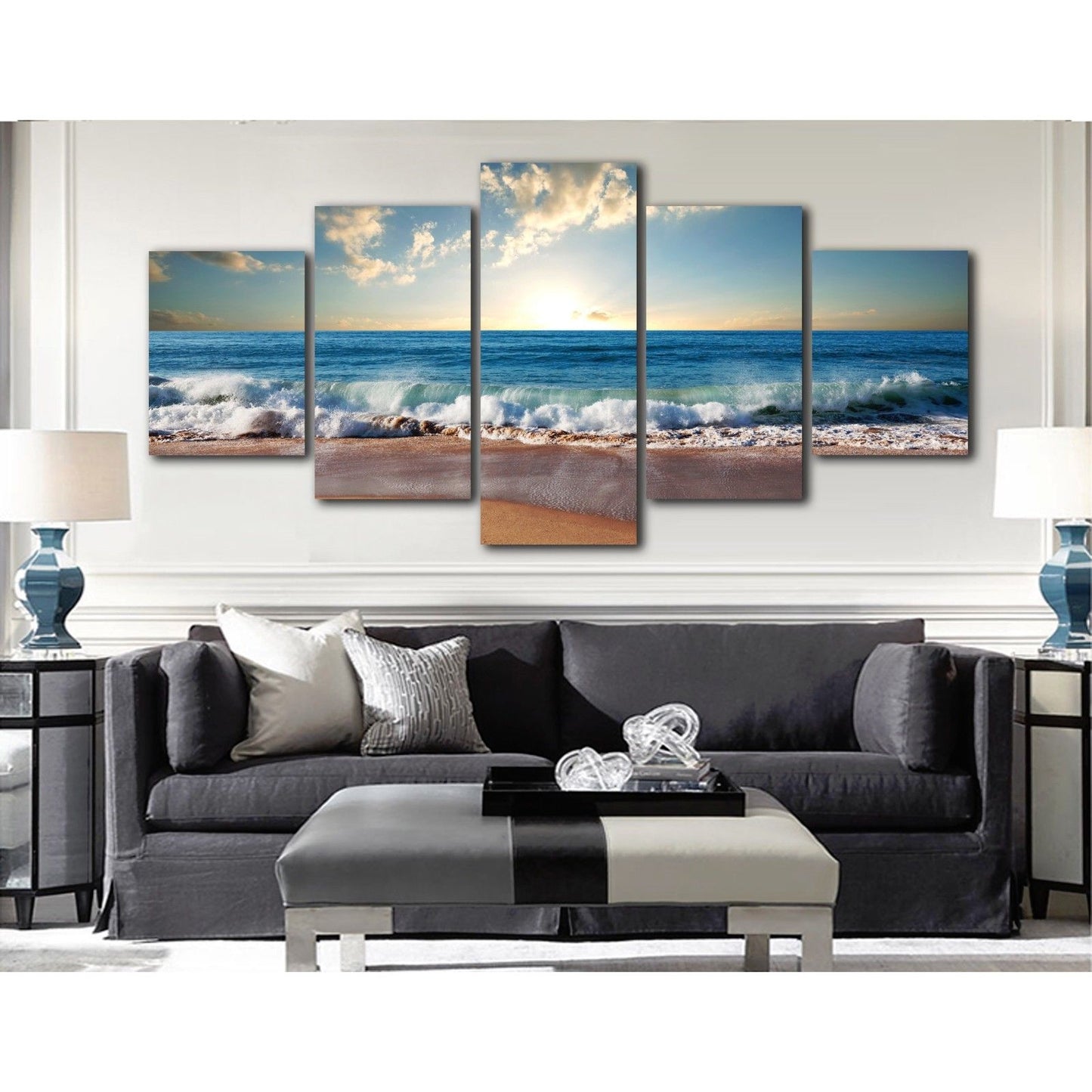 Framed canvas prints seascape print Beach Wave Waves view diamond split sea art