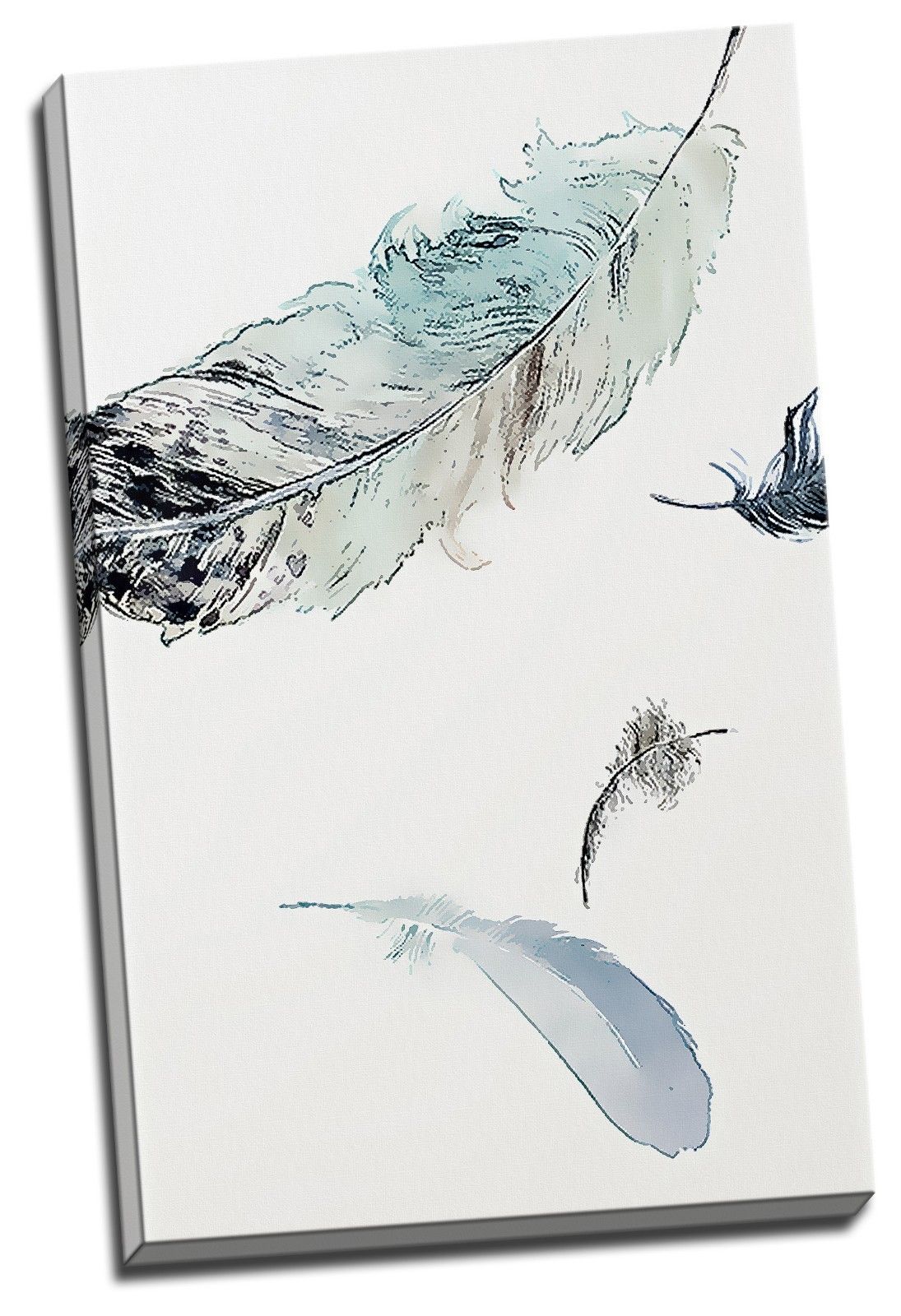 Watercolour Blurred Feather Framed Canvas Prints Modern Wall Art Home Decor