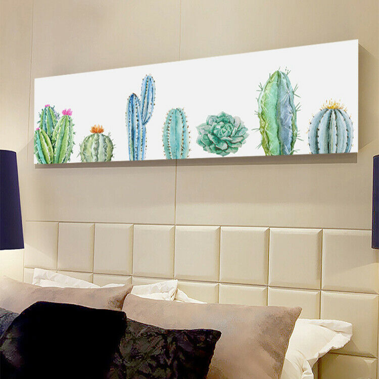 Cactus Green Plant Stretched Canvas Prints Framed Over Bed Bedroom painting deco