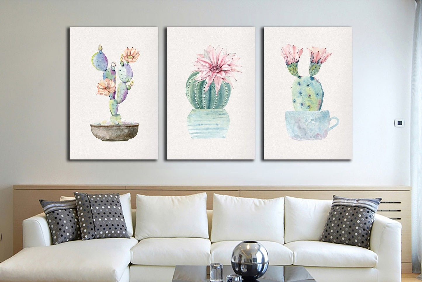 Cactus Flower Watercolour Framed Canvas Prints Modern Wall Art Home Decor Print