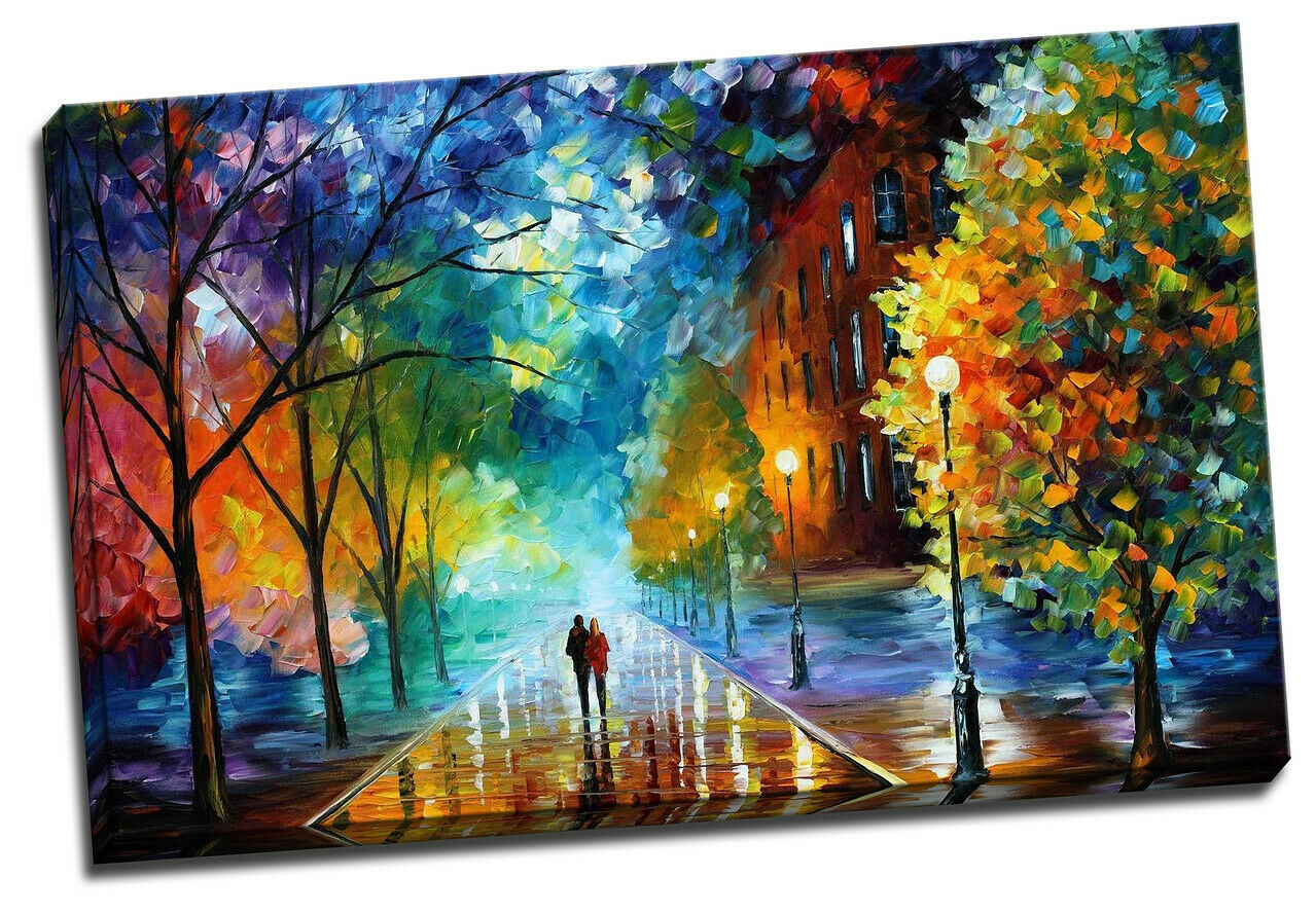 Romantic Night Stretched Canvas Prints Wall Art Framed Homeart leonid afremov