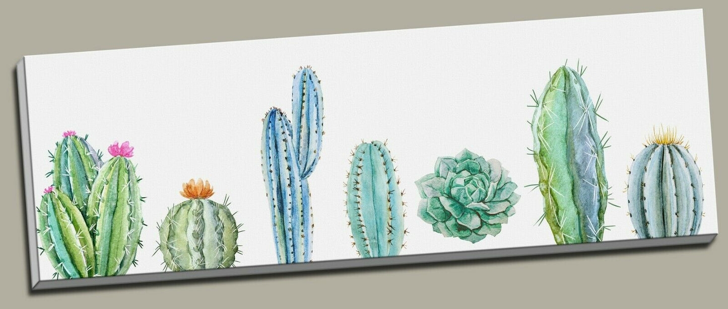 Cactus Green Plant Stretched Canvas Prints Framed Over Bed Bedroom painting deco