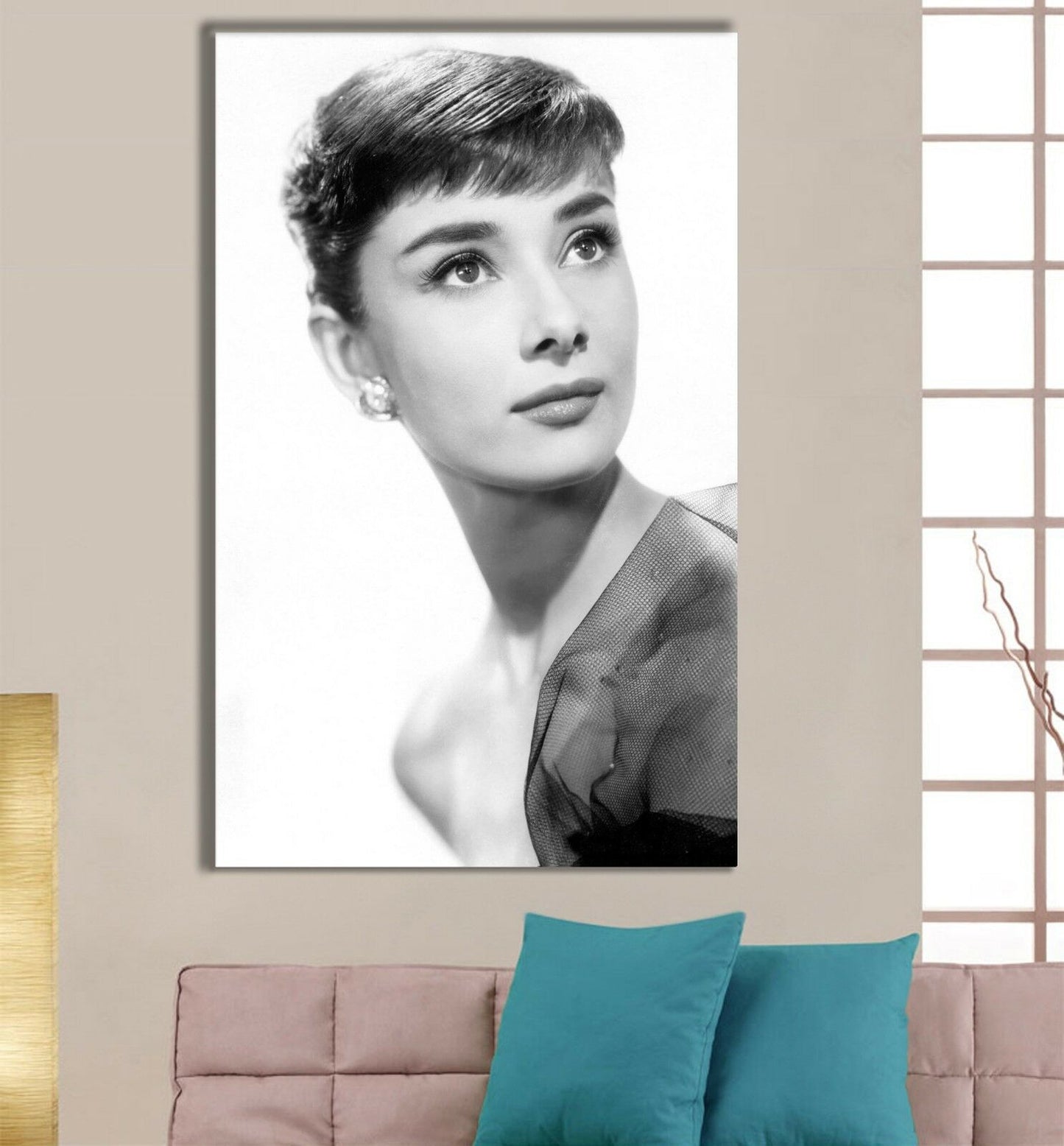 Audrey Hepburn Stretched Canvas Print Framed Wall Art Fashion Shop Decor Gift