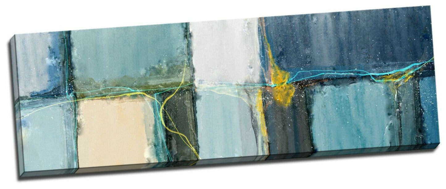 Abstract Blue Green Framed Canvas Wall Art Print Ready to Hang Watercolor Prints